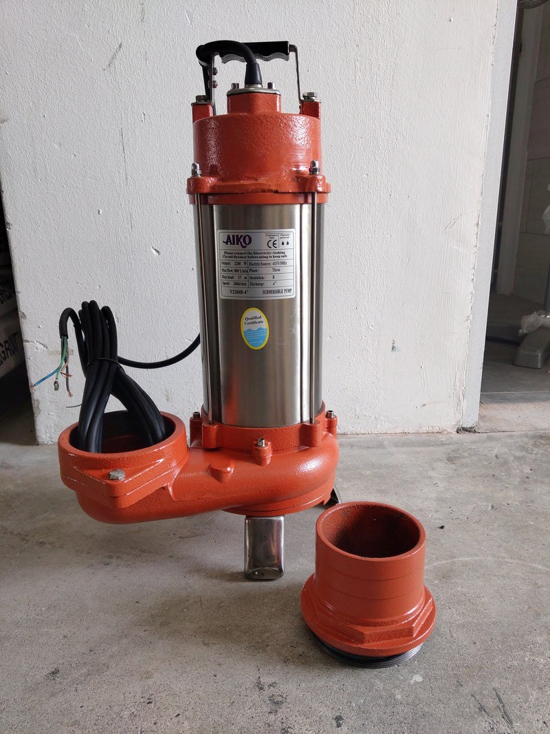 Aiko 4" Sewage Pump 415v 50hz 3hp (Hole) Without Float | Model: WP-V2200B-4-415V Sewage Pump Aiko 