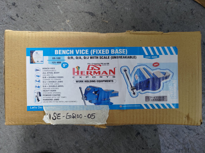 AIKO Bench Vice Fixed Base 125mm With Scale | Model: VISE-GS100-05 Bench Vise Aiko 