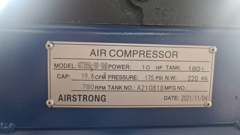 Airstrong 10hp 180L 2stage Loncin Diesel Air Compressor With L186E | Model : ASTS55U-180-186D Air Compressor Airstrong 