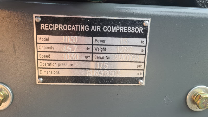 Airstrong 15Hp 303L 415V 175Psi Air Compressor | Model : A-H150 Air Compressor Airstrong 