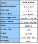 Airstrong 3HP 100L 1stage 240V Aluminum Air Compressor | Model : Assa30-100h Air Compressor AIRSTRONG 