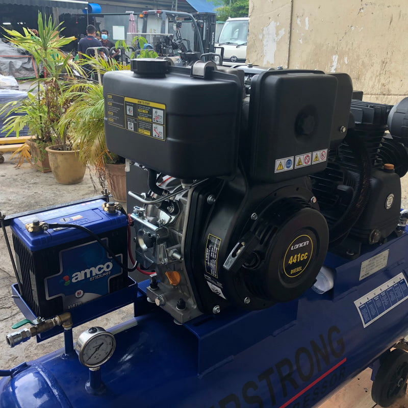 Airstrong 5.5Hp 180L 2Stage Longin 186 Air Compressor Diesel Compressor | Model : ASTB75-180-186D Air Compressor AIRSTRONG 