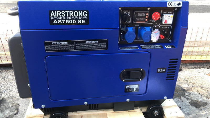 Airstrong 5.5kVA Silent Diesel Generator | Option : Single Voltage output (AS7500SE) or Dual Voltage (110V & 240V = AS7500SE-110) - Aikchinhin