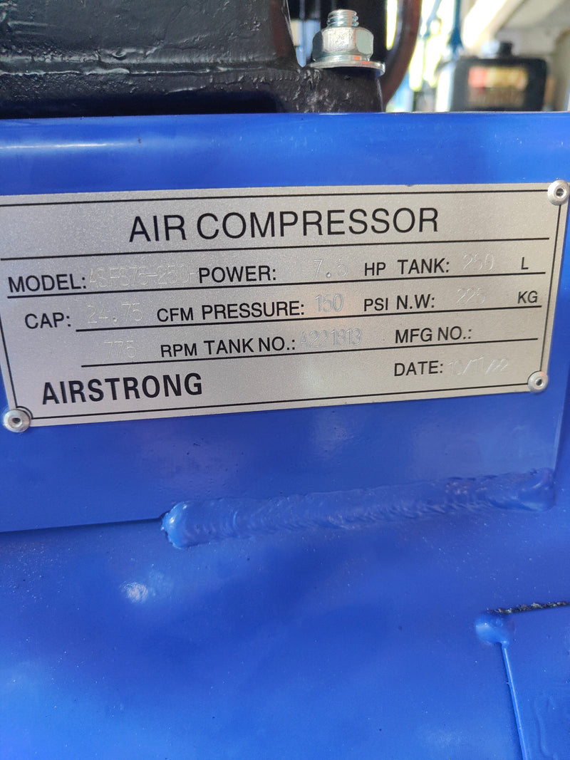 Airstrong 7.5Hp 250L 1Stage 3Phase Air Compressor | Model : ASFS75-250H Air Compressor Airstrong 