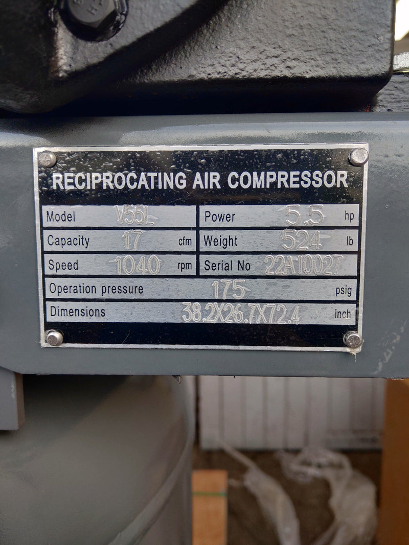 Airstrong V55L Air Compressor Vert 5.5Hp 220L 415V 175PSI | Model : A-V55 Air Compressor Airstrong 