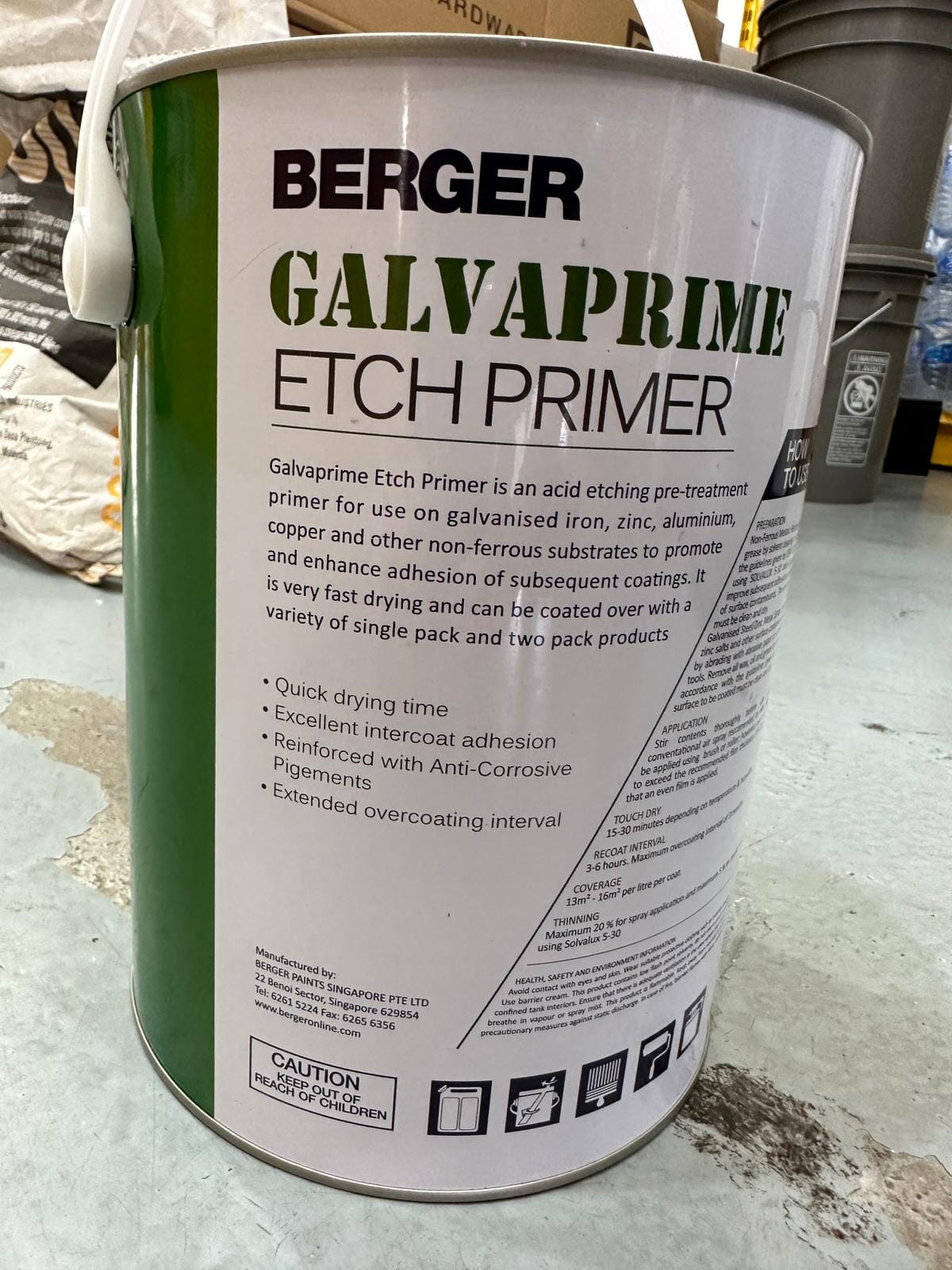 Berger Galvaprime Etch Primer Green 4kg Comes With Hardener (FVE160030