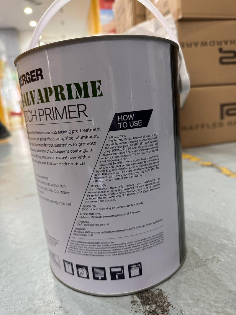 Berger Galvaprime Etch Primer Green 4kg Comes With Hardener (FVE160030