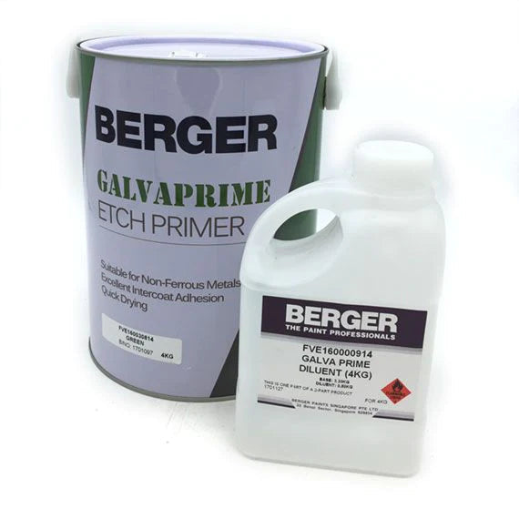 Berger Galvaprime Etch Primer Green 4kg Comes With Hardener (FVE160030