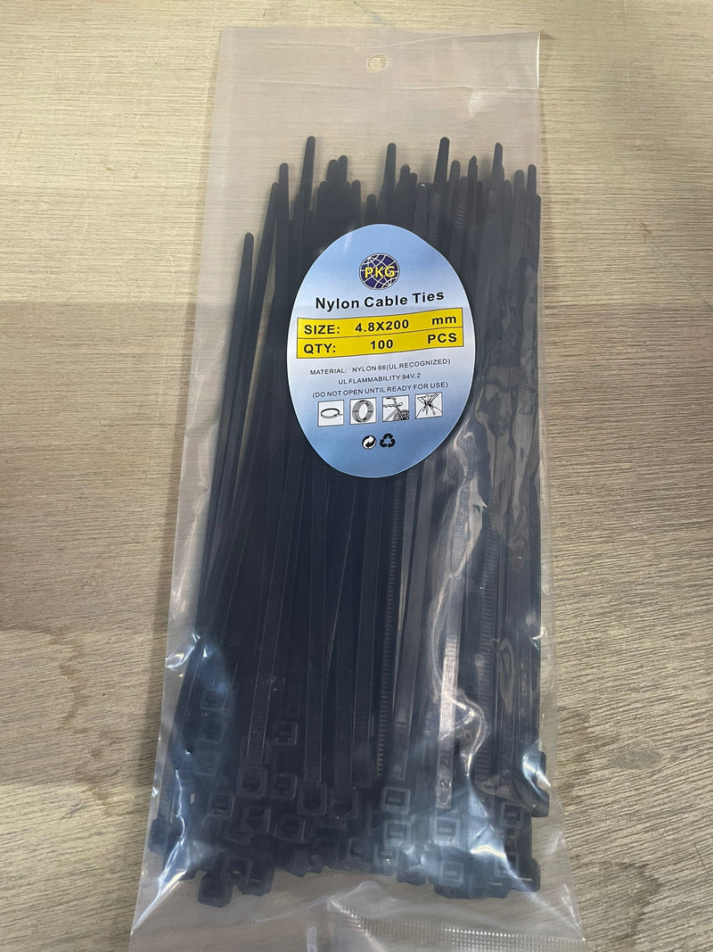 Black Cable Tie | Model: CTB- Aiko 8" x 4.8MM 