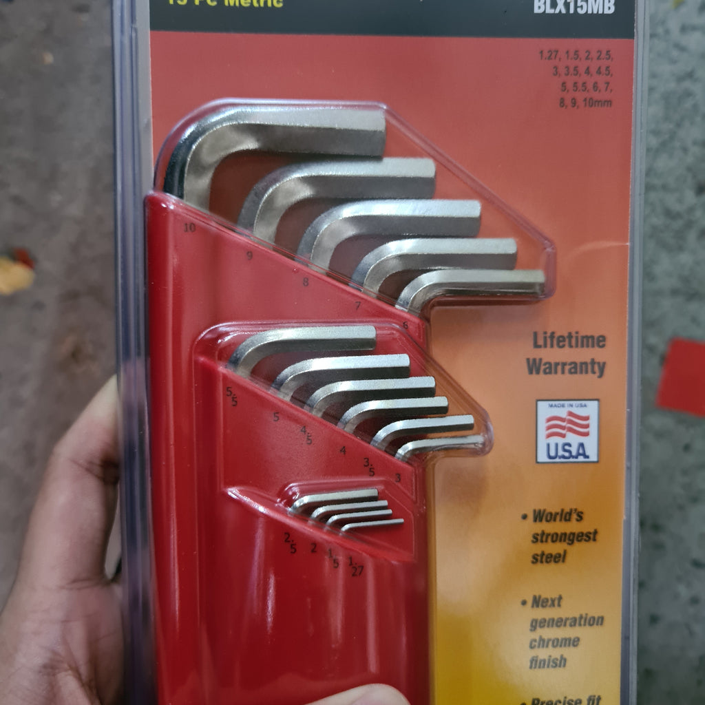 Bondhus 1.27-10Mm 15Pc Chrome Allen Key Set | Model : 006-004-17095 (1