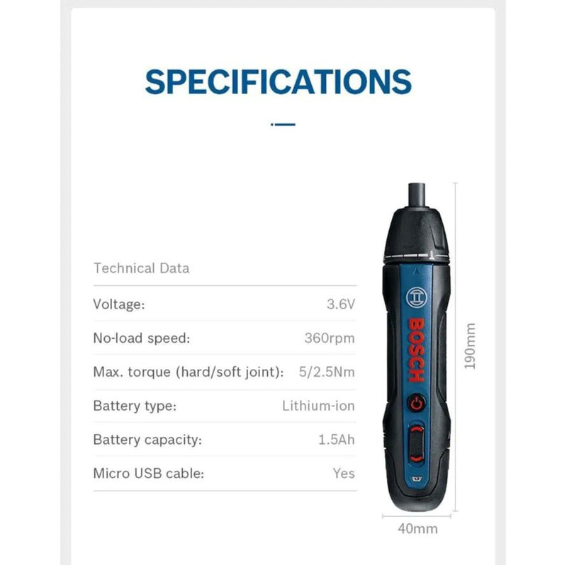 Bosch GO 2 Professional Mini Cordless Screwdriver with 33pcs Accessori