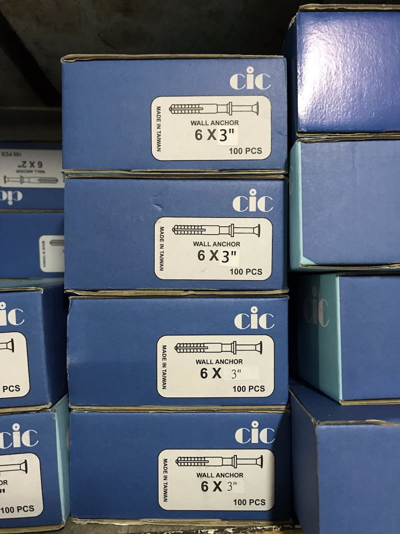 CIC Nylon Plug | Sizes : 5 x 33mm, 6 x 1-1/2", 6 x 2", 6 x 3", 8 x 2", 8 x 3" , 8 x 4" | Priced per box - Aikchinhin