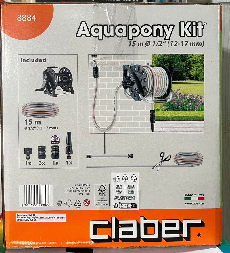 Claber Aquapony 15m Hose Reel Set | Model : CLABER-8884 Hose Reel Claber 