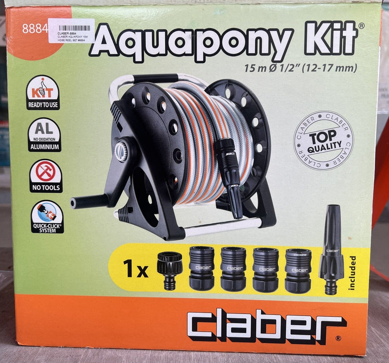 Claber Aquapony 15m Hose Reel Set | Model : CLABER-8884 Hose Reel Claber 