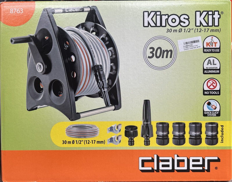 Claber Kiros Kit 30m Garden Hose Reel | Model : CLABER-8763 Hose Reel Claber 