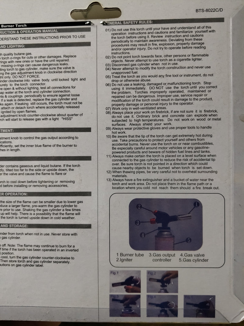 Cooking Torch | Model : TOR-BTS8022 Cooking Torches Hotory 