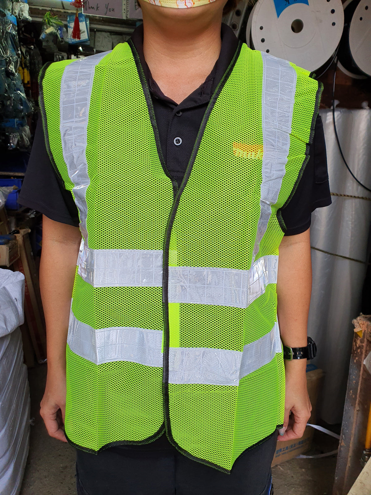 Cross Type Reflective Safety Vest Colours Green Blue Red