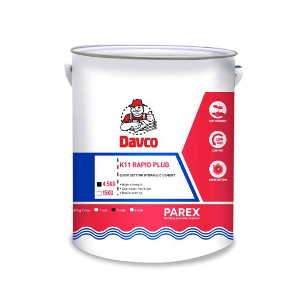 Davco K11 Rapid Plug 1 Quick Setting Hydraulic Cement 4.5kg | Model : DAVCO-K11RP-4.5KG DAVCO-SIKA 