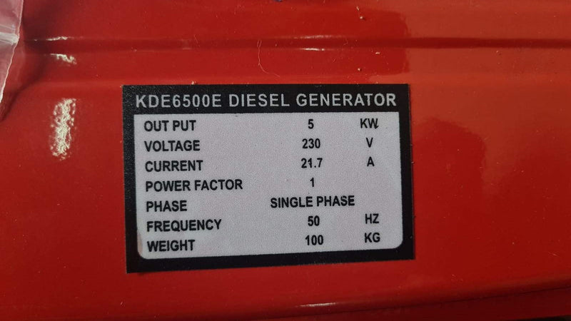 Denko Diesel Generator 5.0 kW with NS40 Battery | Model : KDE6500E-DENKO Diesel Generator DENKO 