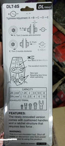 DL Tools 8mm2 Ratchet Crimping Tool for Non-Insulated Terminal | Model : CT2-DLT-8S (DLT-8S) Ratchet Crimping Tool DL Tools 