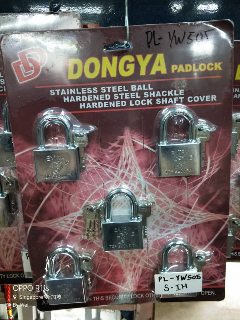 Dongya Padlock Set With Master Key | Size : 40 , 50 , 60mm | Model : PL-YW Padlock Dongya 50mm (PL-YW505) 