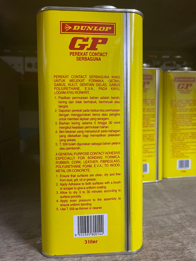 DUNLOP GP Generation Purpose Contact Adhesive 65ml/900ml/3L | Model : GLUE-DGP Adhesive DUNLOP 