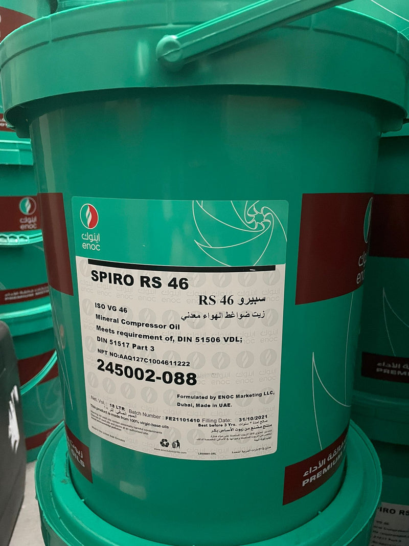 Enoc Spiro Screw Compressor Oil Grade 46 18L Air Compressor Oil Enoc 