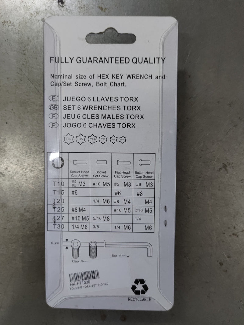 Folding Torx Set T10-T30 | Model: HK-FT1030 Aikchinhin 
