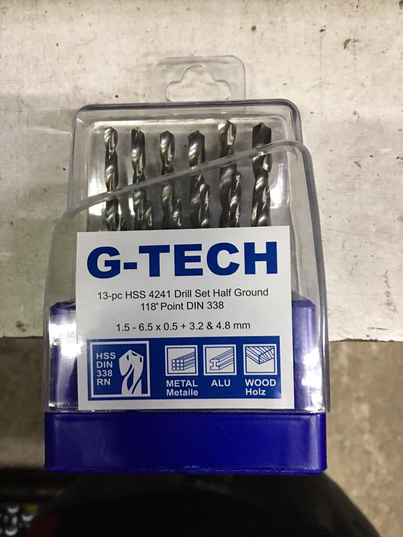 G-Tech 13Pc Hss Drill Set 1.5-6.5X0.5Mm + 3.2&4.8Mm | Model : 096-90-M13 G-Tech 