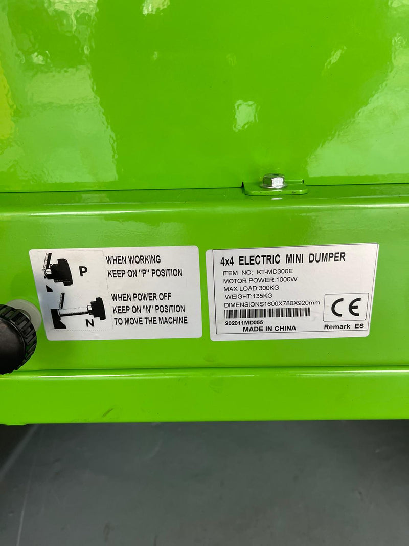 Green 300kg 48V Electric Mini Dumper with LCD Display | Model : KT-MD300E Mini Dumper Dumper 