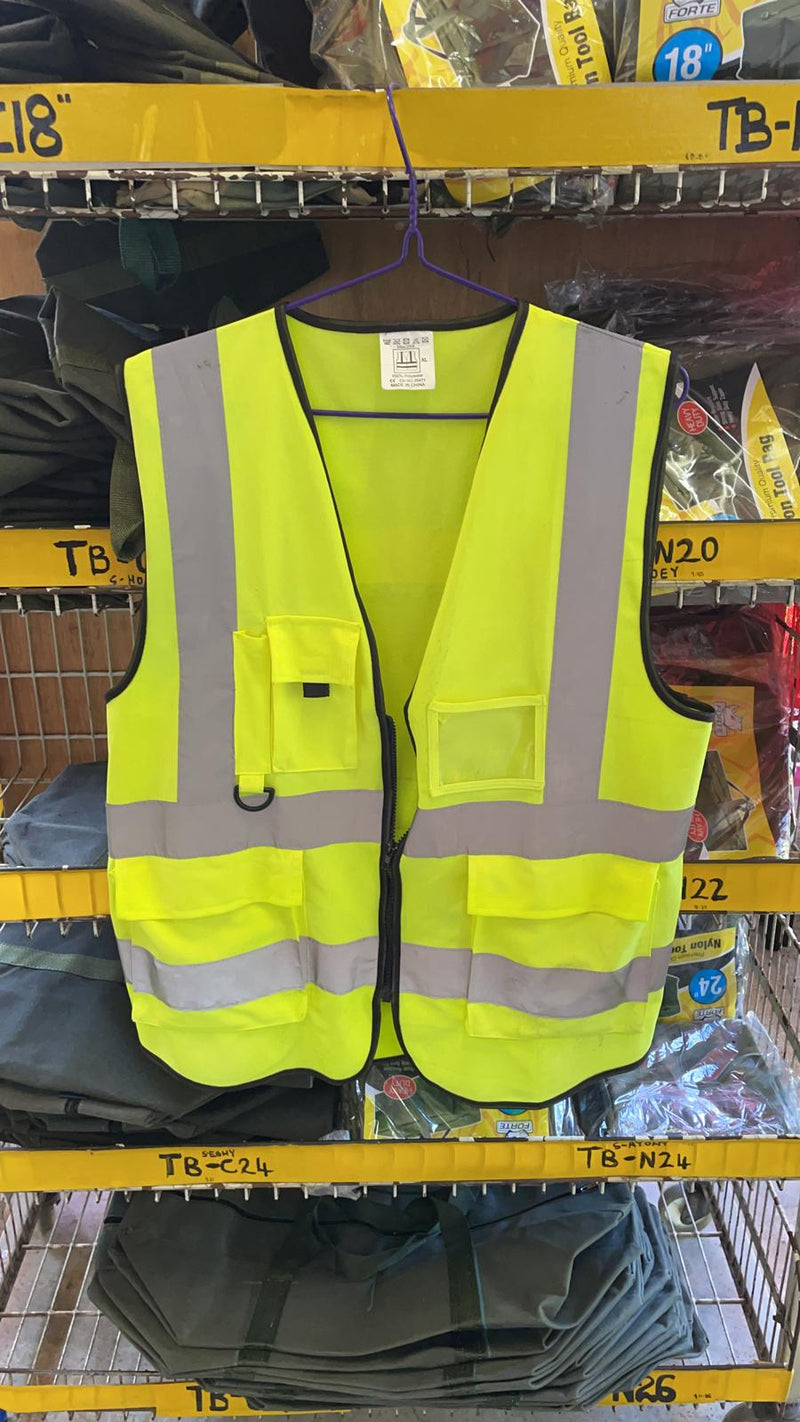Green Safety Vest - Cotton Zip Jacket with Pocket (ONLY XL) | Model : VEST-G-WP Safety Vest Aikchinhin 