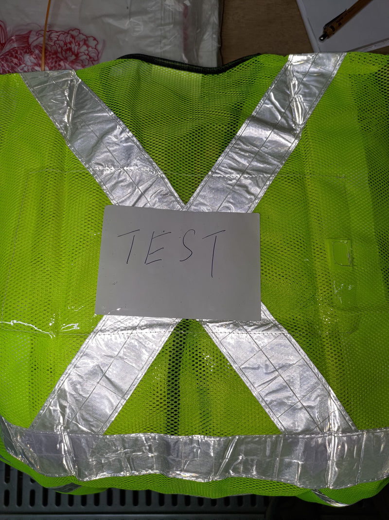 Green Safety Vest With Transparent Label Pocket | Model: VEST-G-LP Aiko 