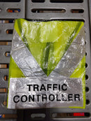 Green Safety Vest with words at back, Wording : Banksman, Fire Watchman, Lifting Supervisor, Rigger/Signal man, Security, Signal man, Traffic Controller | Model: VEST-G- Safety Vest Aiko Traffic Controller 