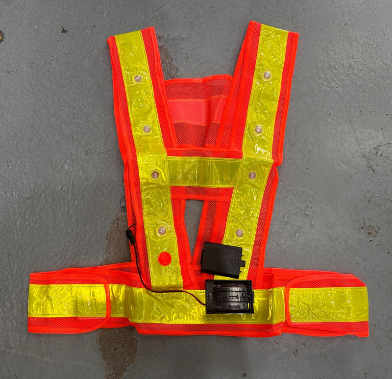 Green/Red LED Reflective Safety Vest (Free Size,16 Led Without Logo) | Model: VEST- Aiko 