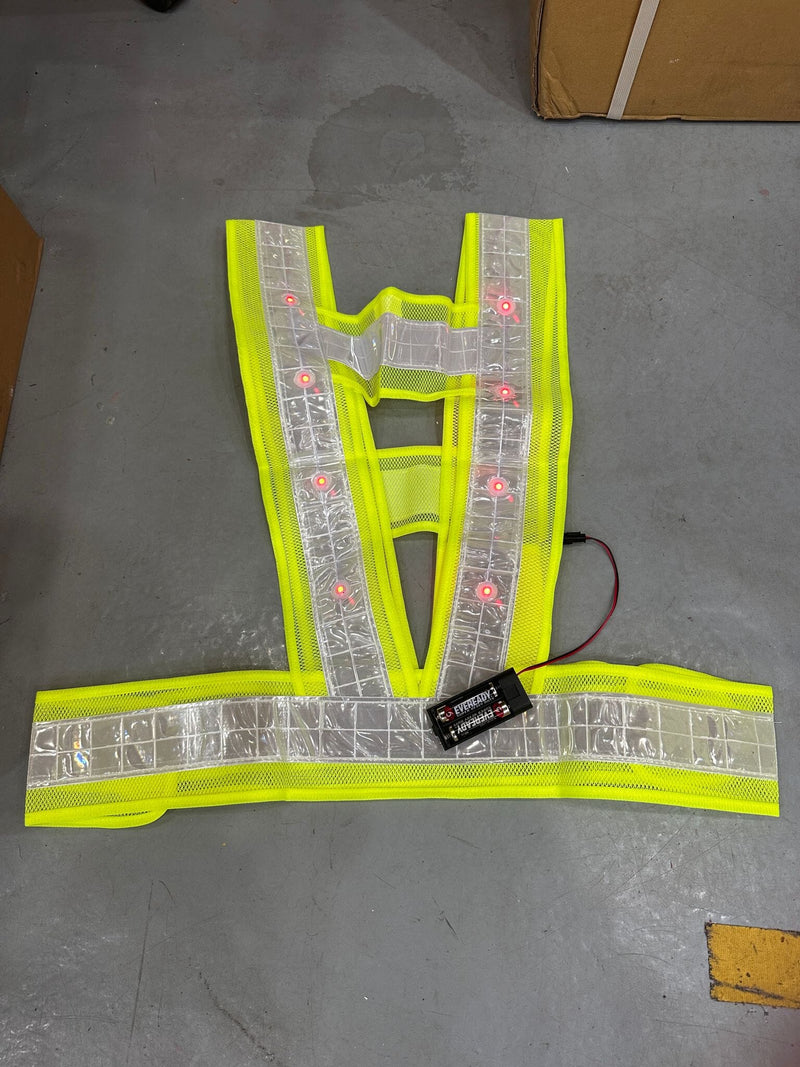 Green/Red LED Reflective Safety Vest (Free Size,16 Led Without Logo) | Model: VEST- Aiko 