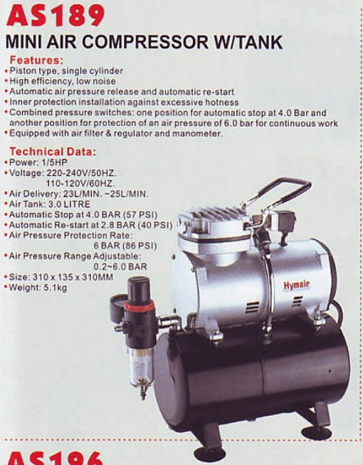 HYMAIR mini 1/5HP Air Compressor with tank | Model : AS189 - Aikchinhin