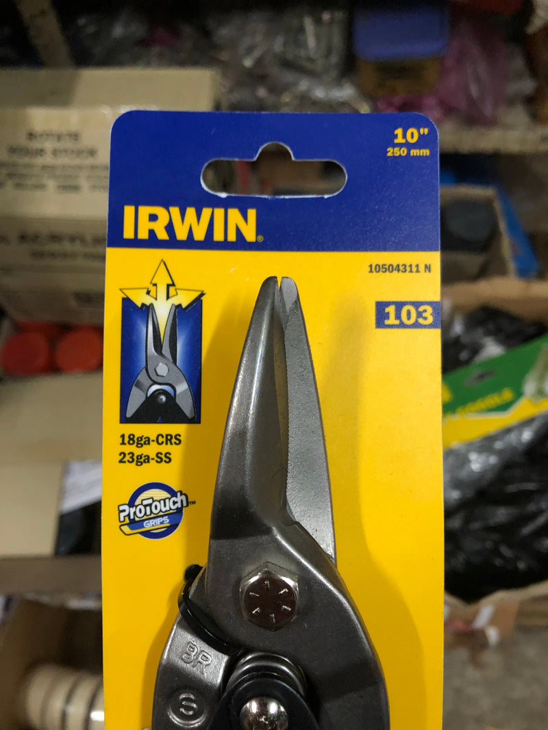 Irwin 10" (250mm) Straight Cut (Cutter) Aviation Snip with ProTouch Grip | Model : AVS-I10310 (103) Aviation Snips Irwin 