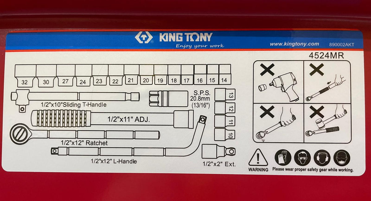 Cricchetto King Tony 323014 - 14mm 3/8" 12 Denti Professionale