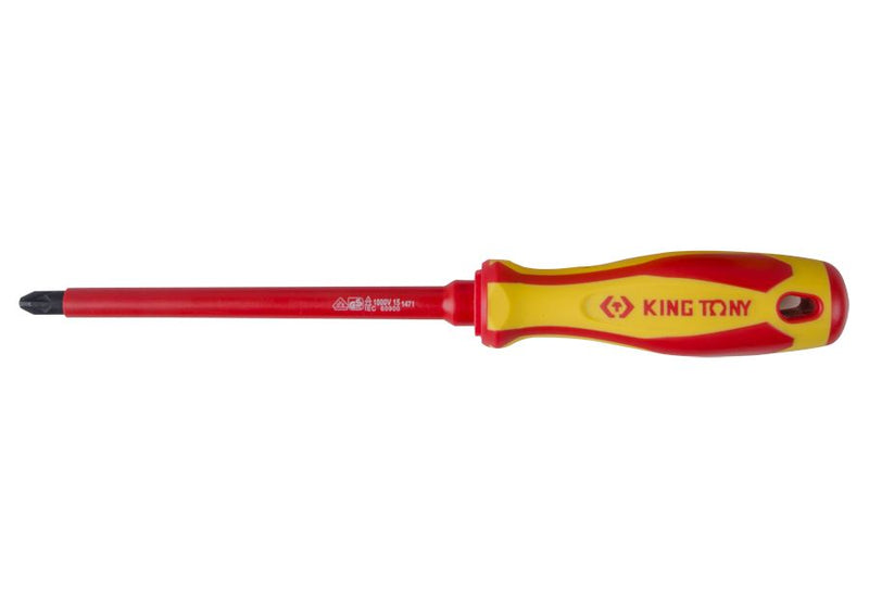 King Tony VDE Insulated Screwdriver (+) | Sizes : PH1x100mm(4"), PH2x100mm(4"), PH3x150mm(6") | Model : SD-KT14710104 Insulated Screwdriver King Tony 