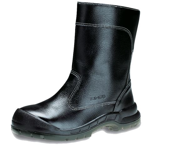 KING'S Black Leather Zip-up Boots Safety Shoe | Model : KWD804, UK Sizes : #5(39) - #11(45)