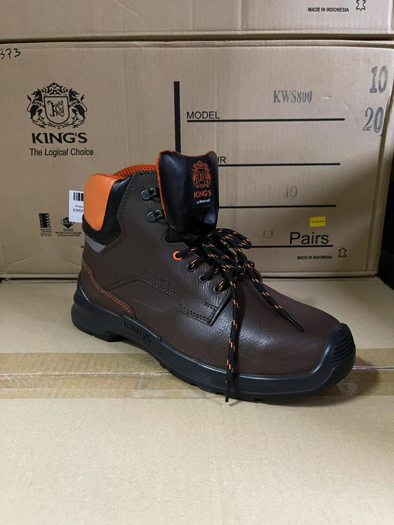 KING'S Brown Mid Cut Padded Ankle Collar Safety Boot Dual Density Polyurethane (PU) | Model : KWD301K | UK Sizes: #3, #04, #05, #6, #7, #8, #9, #10, #11, #12, #13