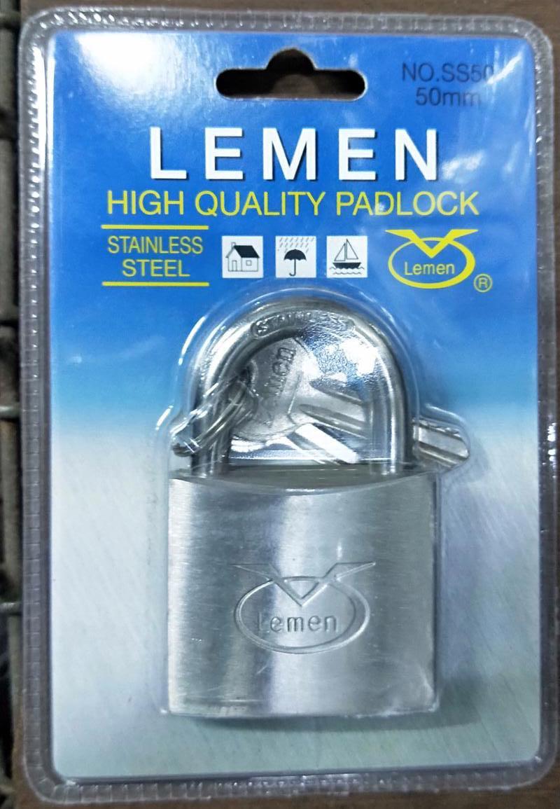 Lemen Stainless Steel Keyed Pad Lock with 2 Keys | Size : 30mm (PL-LM-SS30), 40mm (PL-LM-SS40), 50mm (PL-LM-SS50), 60mm (PL-LM-SS60) Padlock Lemen 
