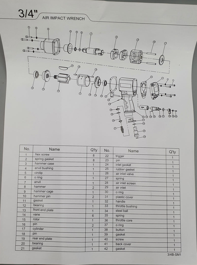 M10 Air Impact Wrench 3/4