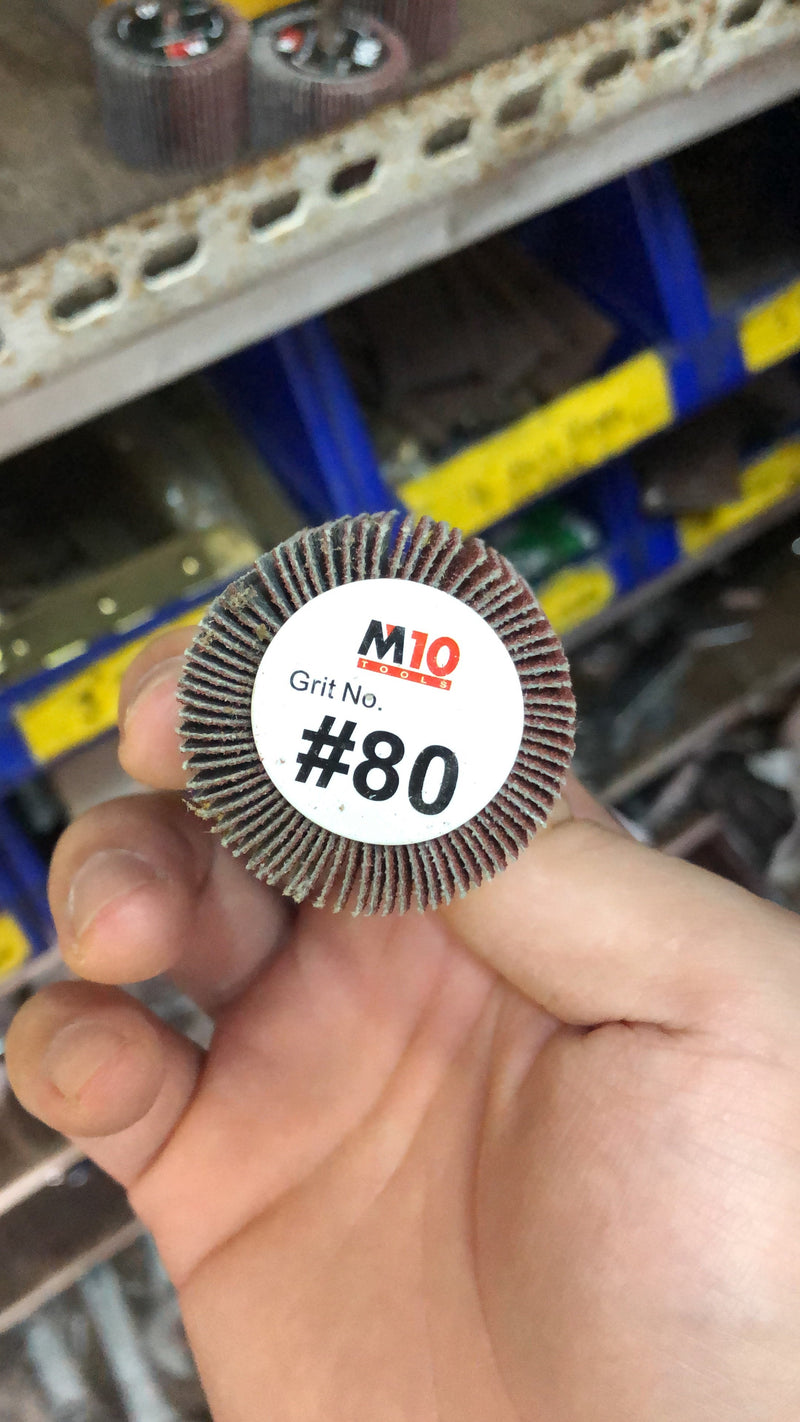 M10 Flap Wheel | Diameter : 25mm (1") - 63mm(2.5") | Grit No. : #60, #80, #120