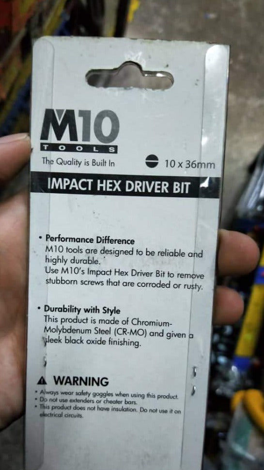 M10(-) Impact Driver Bit (Sold Per piece) | Sizes : 10x36mm, 10x80mm | Model : 007-198-1036, Impact Driver Bit M10 