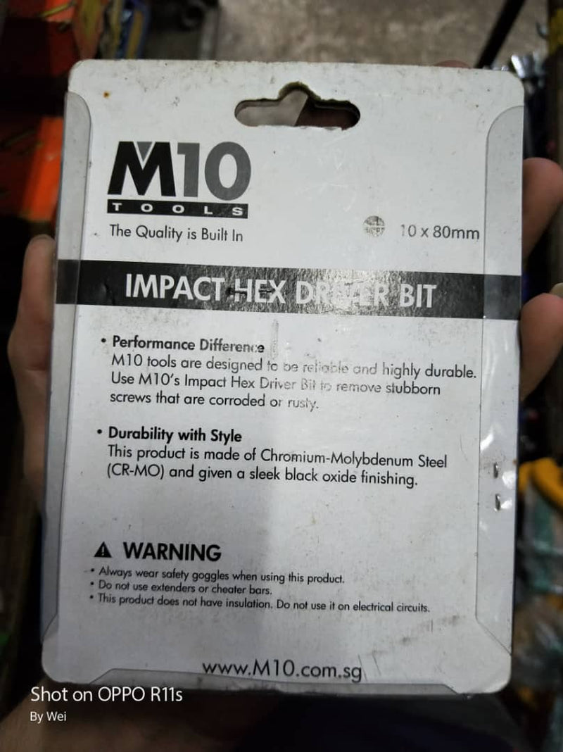 M10(-) Impact Driver Bit (Sold Per piece) | Sizes : 10x36mm, 10x80mm | Model : 007-198-1036, Impact Driver Bit M10 