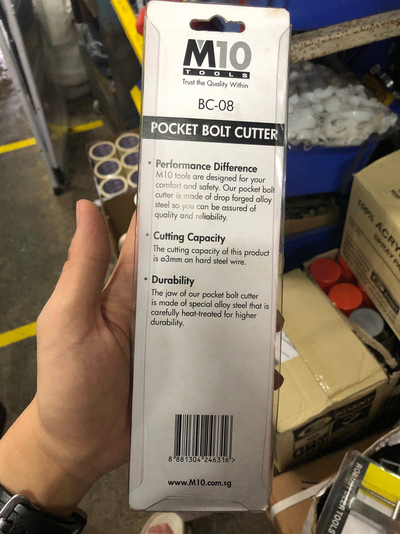 M10 Pocket Bolt Cutter 3mm Hard Steel Wire | Model : 009-035-08 (BC-08) Pocket Bolt Cutter M10 