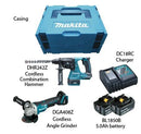 MAKITA DC COMBO KIT 18V | Model :DLX 2217 TJ [DHR 242 Z (CORDLESS COMBINATION HAMMER DRILL)+DGA408(CORDLESS ANGLE GRINDER)] - Aikchinhin