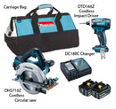 MAKITA 18V CORDLESS COMBO KIT DLX 2085 M, Includes Circular Saw, Impact Driver and 2x 5.0Ah Batteries - Aikchinhin