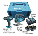 MAKITA 18V CORDLESS COMBO KIT DLX 2209 TJ, includes (DJV 180 Z+DHP 482 Z) - Aikchinhin
